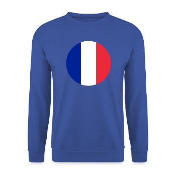runde Aufkleber Flagge von Frankreich Aufkleber Frankreich - Unisex Pullover - Royalblau - Vorne - Alina (178cm) & Michal (187cm)
