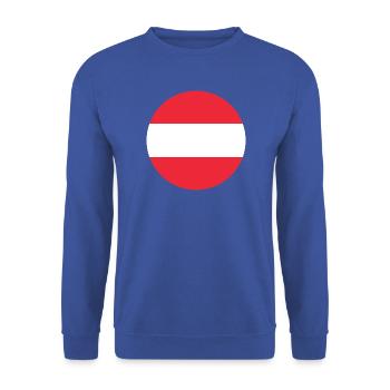 runde Sticker Flagge von Österreich Oesterreich Autriche - Unisex Pullover - Royalblau - Vorne - Alina (178cm) & Michal (187cm)