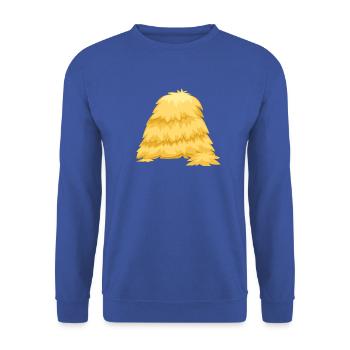 Warum liegt hier Stroh Lustiger Spruch - Unisex Pullover - Royalblau - Vorne - Alina (178cm) & Michal (187cm)
