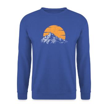 Sunset Peak Mountain Silhouette - Unisex Pullover - Royalblau - Vorne - Alina (178cm) & Michal (187cm)