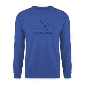 La Rochelle design blanc - by Nicolas Poitevin - Sweat-shirt Unisexe - bleu royal - Devant - Alina (178cm) & Michal (187cm)
