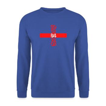 50 52 84 92 07 - Unisex Pullover - Royalblau - Vorne - Alina (178cm) & Michal (187cm)