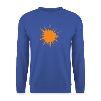 flash | explosion | Sun orange | Vectorgraphic - Unisex Pullover - Royalblau - Vorne - Alina (178cm) & Michal (187cm)