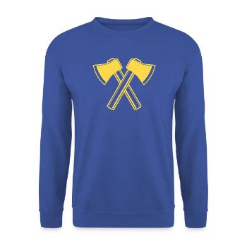 Axt Äxte Holzfäller Forstwirt - Unisex Pullover - Royalblau - Vorne - Alina (178cm) & Michal (187cm)