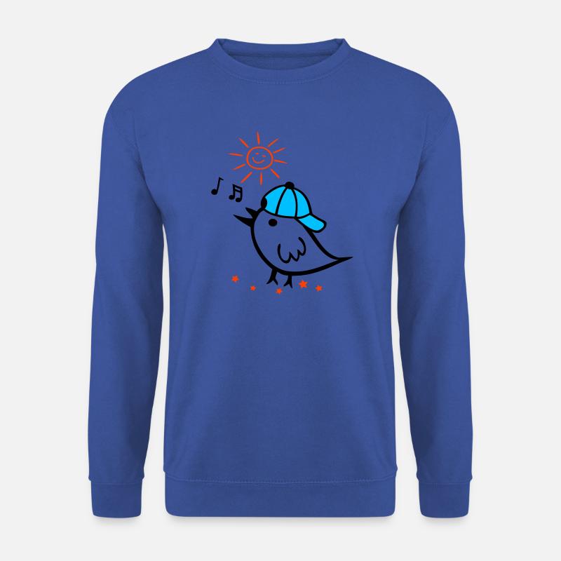 Frühling, Spatz mit Sonne - Unisex Pullover - Royalblau