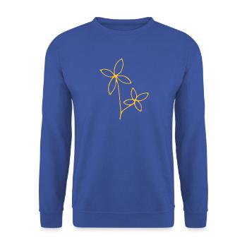 Ein kleiner Strauß gelber Blumen im Frühling. - Unisex Pullover - Royalblau - Vorne - Alina (178cm) & Michal (187cm)