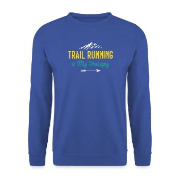 Trailrunning ist meine Therapie - Unisex Pullover - Royalblau - Vorne - Alina (178cm) & Michal (187cm)