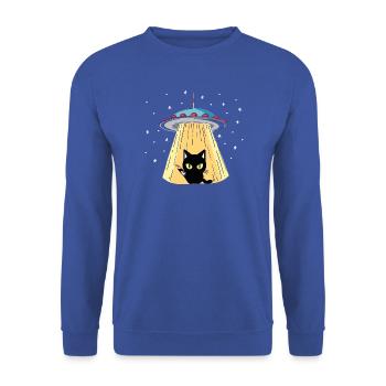 UFO Katze mit Laserblick - Unisex Pullover - Royalblau - Vorne - Alina (178cm) & Michal (187cm)