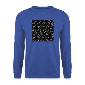 Fledermäuse Muster schräg, Halloween outfit - Unisex Pullover - Royalblau - Vorne - Alina (178cm) & Michal (187cm)