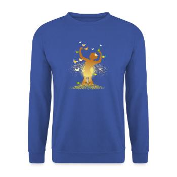 surreales Gitarren Motiv mit Tänzerin - Unisex Pullover - Royalblau - Vorne - Alina (178cm) & Michal (187cm)