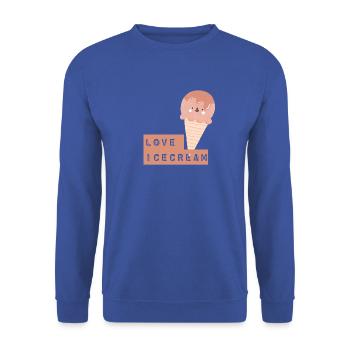 Süßes Eis mit Herzschrift - Unisex Pullover - Royalblau - Vorne - Alina (178cm) & Michal (187cm)