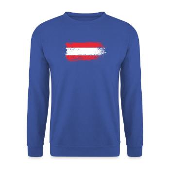 Österreichische Pinselstrich-Flagge - Unisex Pullover - Royalblau - Vorne - Alina (178cm) & Michal (187cm)