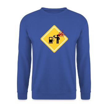 Gefahr: Tankstelle - Unisex Pullover - Royalblau - Vorne - Alina (178cm) & Michal (187cm)