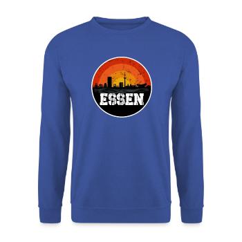 Essen Skyline - Unisex Pullover - Royalblau - Vorne - Alina (178cm) & Michal (187cm)