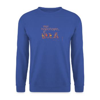 Mai hopohopo e hula - Unisex Pullover - Royalblau - Vorne - Alina (178cm) & Michal (187cm)