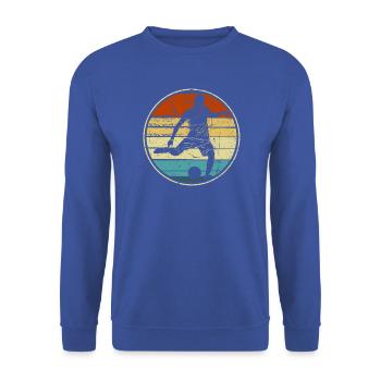 Retro Kreisförmige Fußball-Silhouette - Unisex Pullover - Royalblau - Vorne - Alina (178cm) & Michal (187cm)
