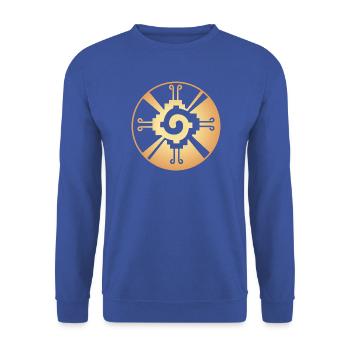 Galactic Butterfly Hunab Ku - aztec symbol - Unisex Sweatshirt - royal blue - Front - Alina (178cm) & Michal (187cm)