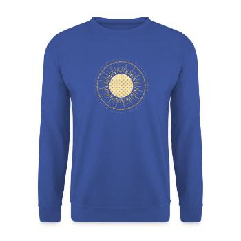 Meditation - Sonne - strahle aus dir selbst heraus - Unisex Pullover - Royalblau - Vorne - Alina (178cm) & Michal (187cm)