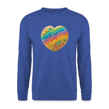 Regenbogenherz Keksdesign - Unisex Pullover - Royalblau - Vorne - Alina (178cm) & Michal (187cm)