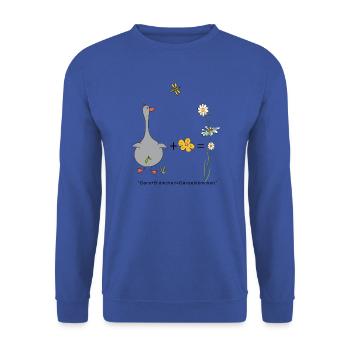 Gans und Blümchen gleich Gänseblümchen - Unisex Pullover - Royalblau - Vorne - Alina (178cm) & Michal (187cm)