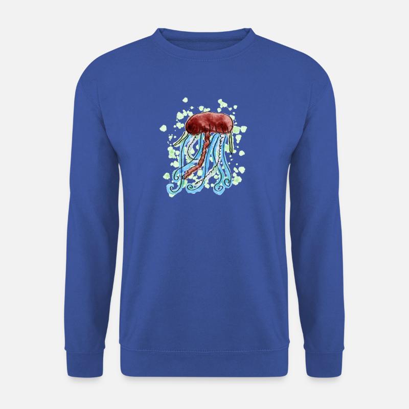 Aquarellierter Quallen-Kunstprint - Unisex Pullover - Royalblau