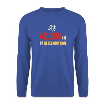 Marathon - 42,195 km Entschlossenheit - Unisex Pullover - Royalblau - Vorne - Alina (178cm) & Michal (187cm)