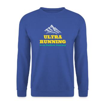 Ultra-Laufen ist eine endlose Reise - Unisex Pullover - Royalblau - Vorne - Alina (178cm) & Michal (187cm)