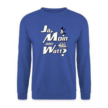 Ja Moin oder Watt? - Unisex Pullover - Royalblau - Vorne - Alina (178cm) & Michal (187cm)