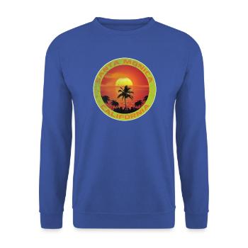 Sonnenuntergang Palmen Strand Kalifornien Urlaub - Unisex Pullover - Royalblau - Vorne - Alina (178cm) & Michal (187cm)