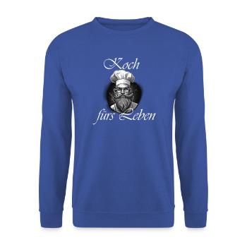 Koch fürs Leben weiß - Unisex Pullover - Royalblau - Vorne - Alina (178cm) & Michal (187cm)