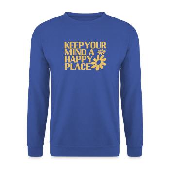 Happy Mind - Unisex Pullover - Royalblau - Vorne - Alina (178cm) & Michal (187cm)