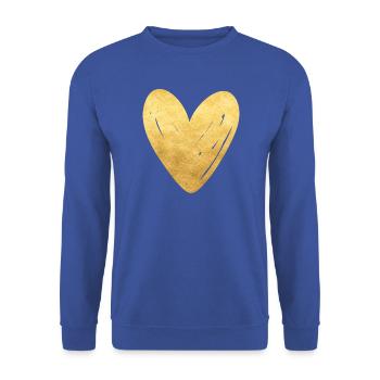 goldenes Herz - Unisex Pullover - Royalblau - Vorne - Alina (178cm) & Michal (187cm)