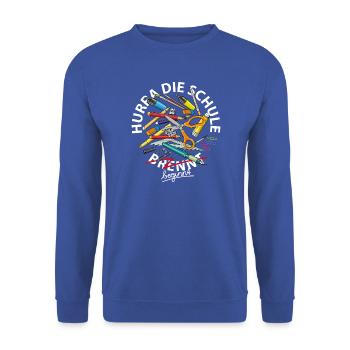 Hurra die Schule brennt - Unisex Pullover - Royalblau - Vorne - Alina (178cm) & Michal (187cm)