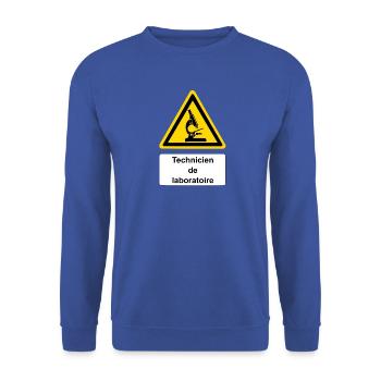 Laborant/in - Unisex Pullover - Royalblau - Vorne - Alina (178cm) & Michal (187cm)