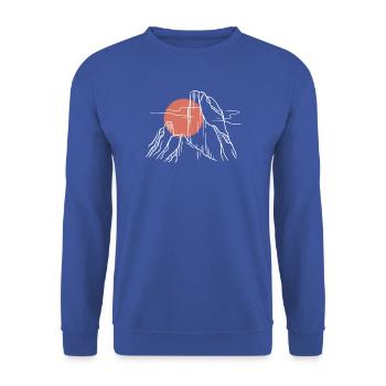 Rote Sonne über Linie Berge - Unisex Pullover - Royalblau - Vorne - Alina (178cm) & Michal (187cm)