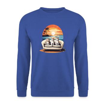 Katzen am Meer - Unisex Pullover - Royalblau - Vorne - Alina (178cm) & Michal (187cm)