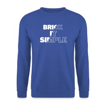 Brick It Simple: markante Typografie - Unisex Pullover - Royalblau - Vorne - Alina (178cm) & Michal (187cm)