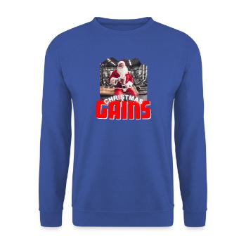 Christmas Gains Gym - Unisex Pullover - Royalblau - Vorne - Alina (178cm) & Michal (187cm)