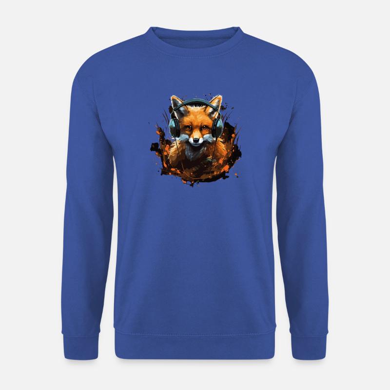 Fuchs mit Kopfhörer Splatterkunst - Unisex Pullover - Royalblau