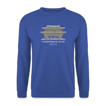 Seoul, Changdeokgung, Welterbestätte in Südkorea - Unisex Pullover - Royalblau - Vorne - Alina (178cm) & Michal (187cm)