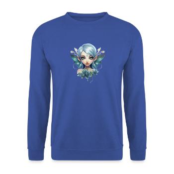 Flower Fairy with Gemstone – Fantasy Design - Unisex Sweatshirt - royal blue - Front - Alina (178cm) & Michal (187cm)