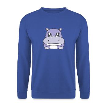 Sad Hippo - Unisex Sweatshirt - royal blue - Front - Alina (178cm) & Michal (187cm)