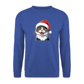 Cat Christmas - Unisex Sweatshirt - royal blue - Front - Alina (178cm) & Michal (187cm)