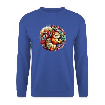 Eichhörnchen mit Mandalas verziert - Unisex Pullover - Royalblau - Vorne - Alina (178cm) & Michal (187cm)