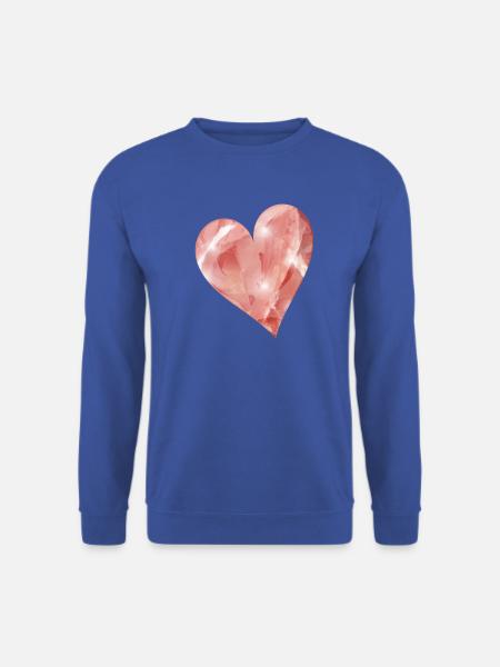rosafarbenes Rosenquarz Kristall Motiv als Herz - Unisex Pullover - Royalblau