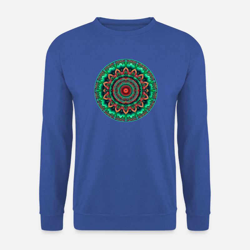 Mandala Neon Grün & Rot - Unisex Pullover - Royalblau