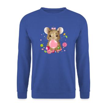 Souris mignonne avec du chewing-gum rose et des bonbons - Sweat-shirt Unisexe - bleu royal - Devant - Alina (178cm) & Michal (187cm)