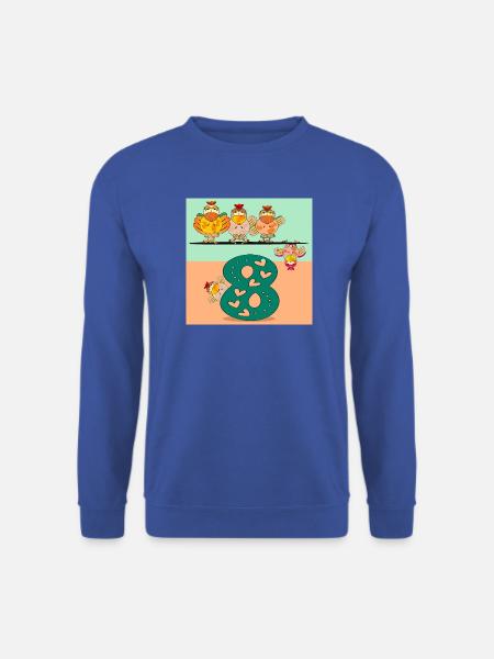 Zahl Acht - Hühner - Unisex Pullover - Royalblau