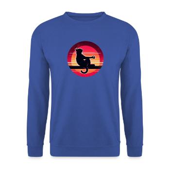 Katzensilhouette im Sonnenuntergang - Unisex Pullover - Royalblau - Vorne - Alina (178cm) & Michal (187cm)