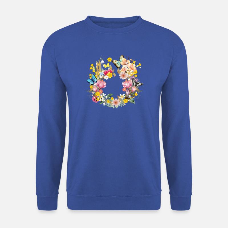 frühlingshafte bunte Blüten & Schmetterlinge - Unisex Pullover - Royalblau